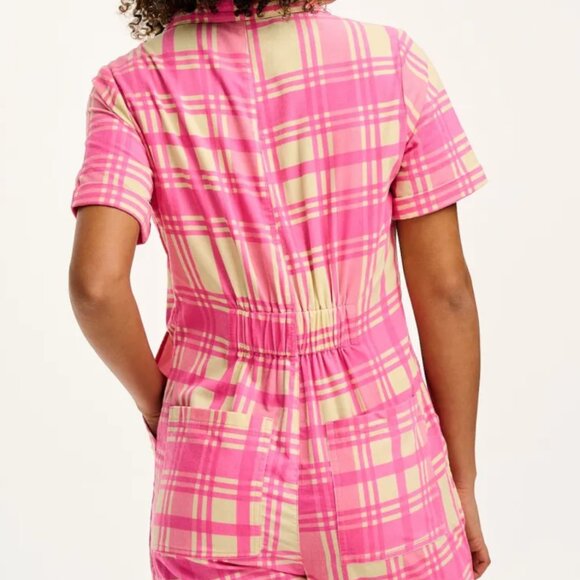 Lucy & Yak Rex Jumpsuit Grayson Gingham Pink Organic Needlecord Corduroy NWT - Picture 4 of 14